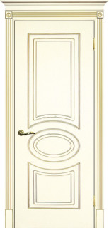 Межкомнатная дверь эмаль слоновая кость / патина золото ( Ral 1013 ) Смальта 03 ДГ