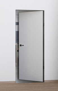 Дверь PX-0 REVERSE Invisible кромка черная. с 4-х сторон  белый грунт