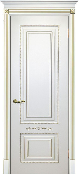 Межкомнатная дверь эмаль белая / патина золото ( Ral 9003 ) Смальта 04 ДГ