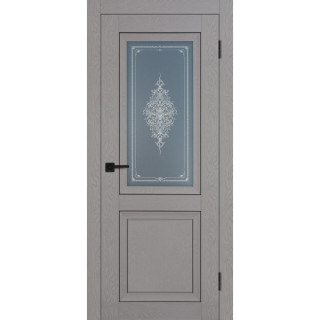 Дверь PST-27 Сатинат графит закаленный Кристалайз серый ясень