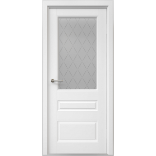 Межкомнатная дверь Классика-3 БелыйВ цвет полотна Эмаль Стекло мателюкс "Лорд матовое"