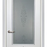 Межкомнатная дверь эмаль белая / патина серебро ( Ral 9003 ) Смальта 04 ДО
