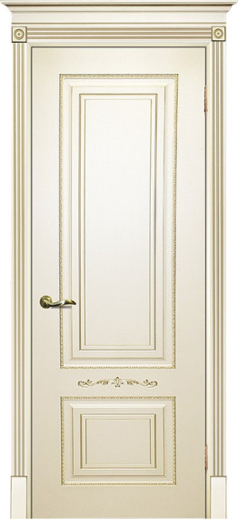 Межкомнатная дверь эмаль слоновая кость / патина золото ( Ral 1013 ) Смальта 04 ДГ