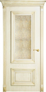 Дверь ДО Мадрид с состаренным зеркалом Золотая патина