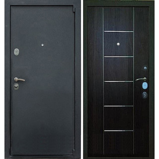 Дверь входная металлическая (железная) Граф Триумф Mottura шёлк чёрный - венге с молдингом