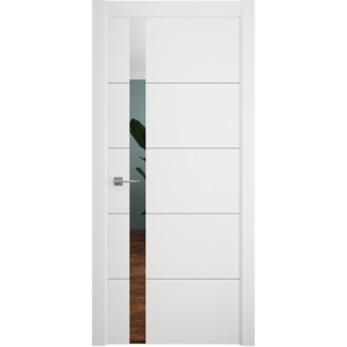 Межкомнатная дверь Геометрия-7 БелыйВ цвет полотна Эмаль Зеркало грей