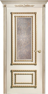 Дверь ДО Прима с состаренным зеркалом Золотая патина
