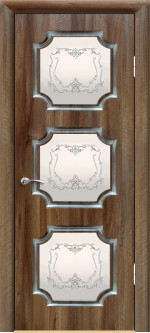 Дверь ДО Неаполь 3D Орех седой темный с серебряной патиной