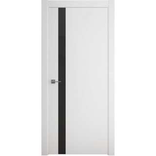 Межкомнатная дверь Геометрия-5 БелыйВ цвет полотна Эмаль Стекло черное