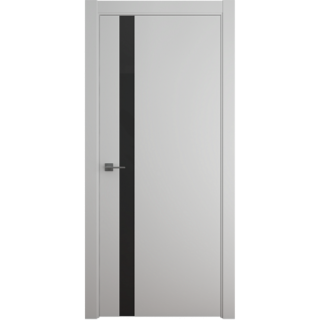 Межкомнатная дверь Геометрия-5 СерыйВ цвет полотна Эмаль Стекло черное