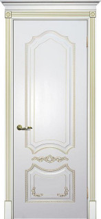 Межкомнатная дверь эмаль белая / патина золото ( Ral 9003 ) Смальта 10 ДГ
