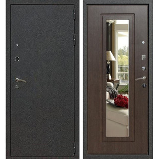 Дверь входная металлическая (железная) Граф Парма Lite чёрный шёлк - венге с зеркалом