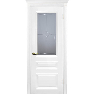 Дверь Смальта 06 Сатинат, гравированное Молочный ral 9010