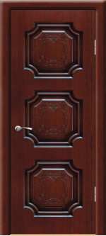 Дверь ДГ Неаполь 3D Махагон с коричневой патиной