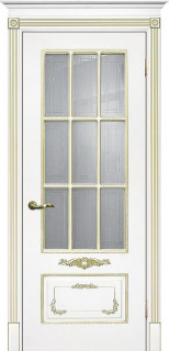 Межкомнатная дверь эмаль белая / патина золото ( Ral 9003 ) Смальта 09 ДО